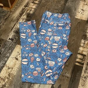 LuLaRoe Blue Red White Novelty Leggings